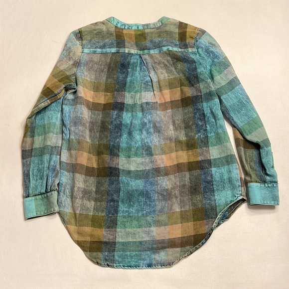 🔵 Anthropologie Isabella Sinclair Blue Plaid Shirt - Picture 7 of 7